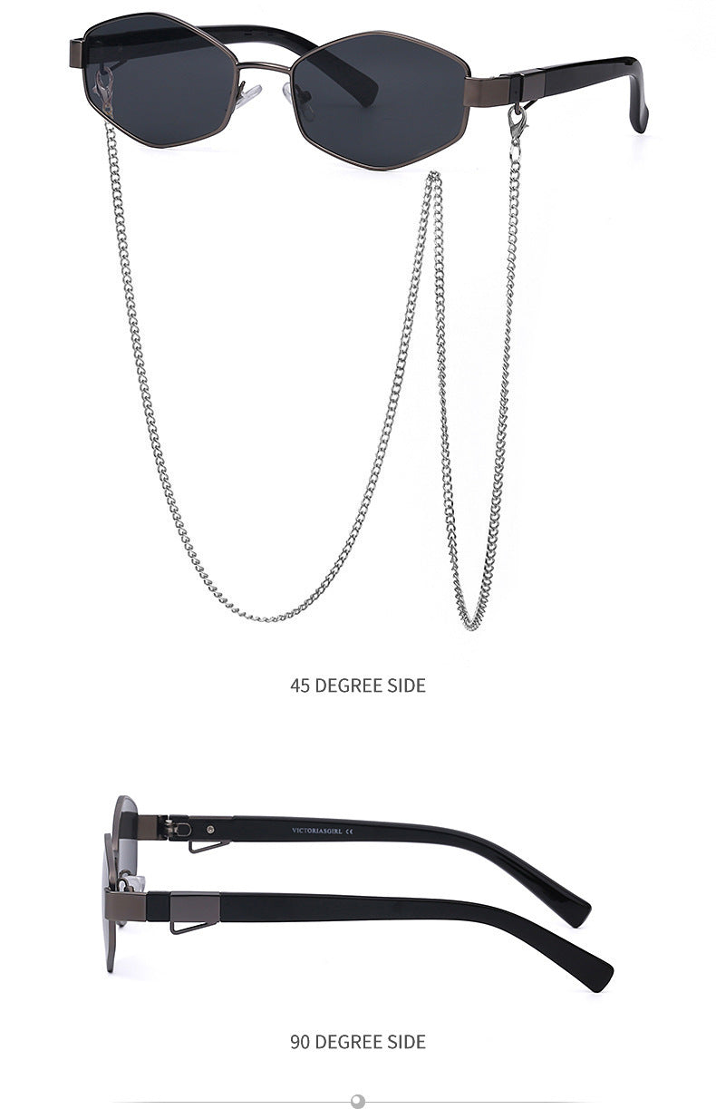 New Women's Sunglasses Fashion Chain Personality Round Frame Korean Style Sunglasses Wholesale Glasses sunglasses - 图片 37