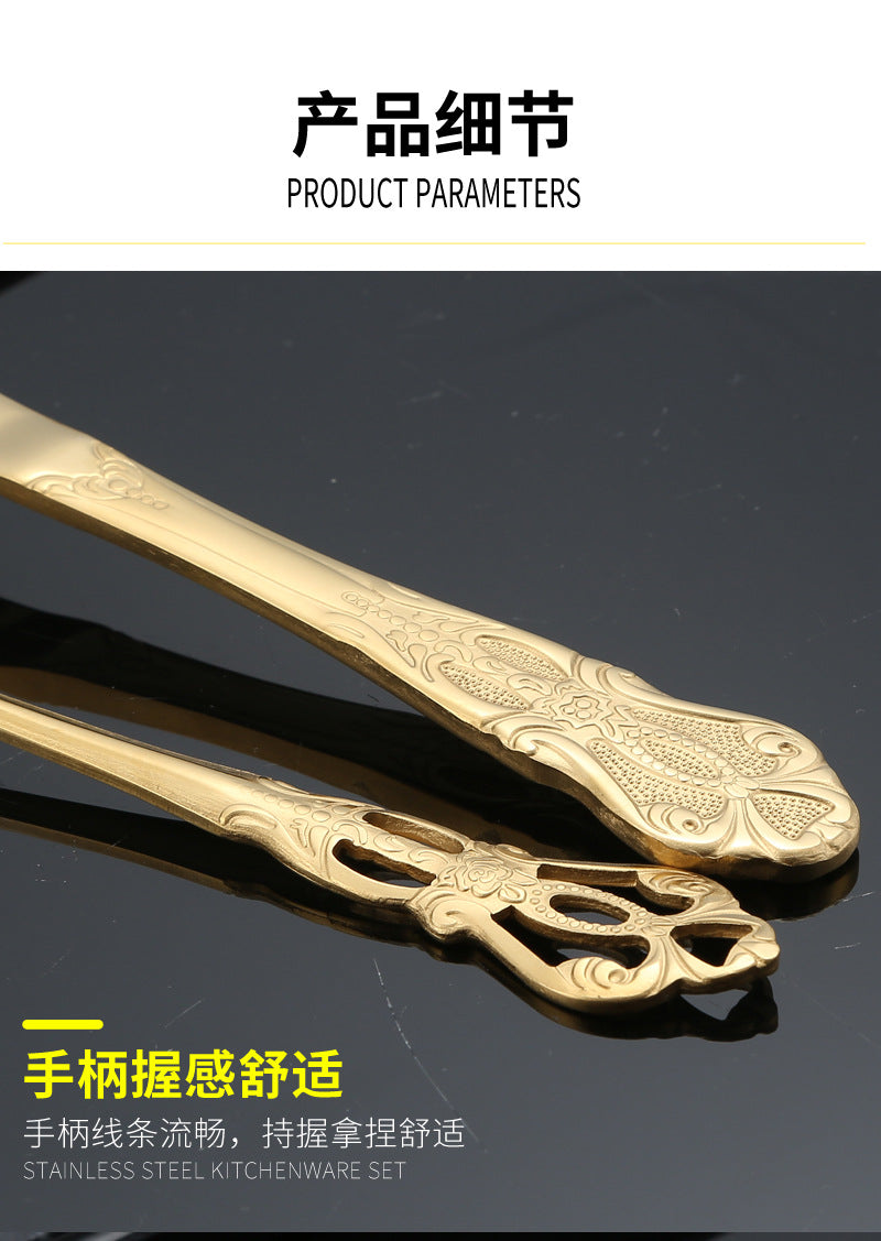 Stainless Steel Cutlery Restaurant Royal Court Knife Fork Spoon Set Hotel Western Cuisine European Retro Relief Steak Knife Fork - 图片 38