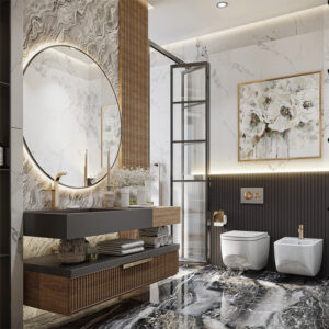 Solid Wood Bathroom Furniture European Antique Bathroom Vanity Cabinets