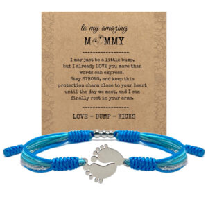 Footprint Blue Woven Bracelet Stainless Steel Pendant Stretchable Wrap Bracelet Women's Gift Foot Palm Woven Bracelet