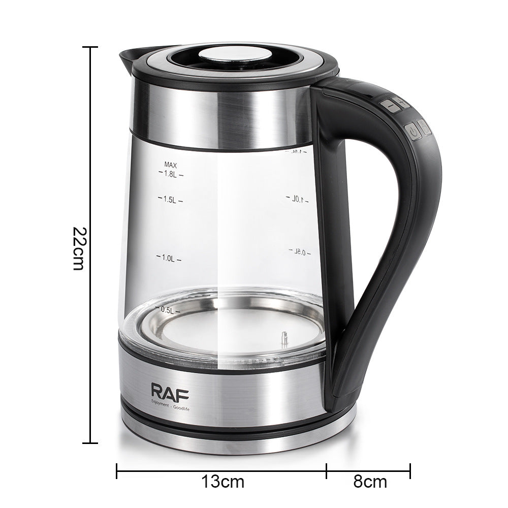 RAF European Standard Electric Kettle Automatic Power Off High Borosilicate Glass Electric Kettle LED Adjustable Temperature with Filter Plug7202 - 图片 8