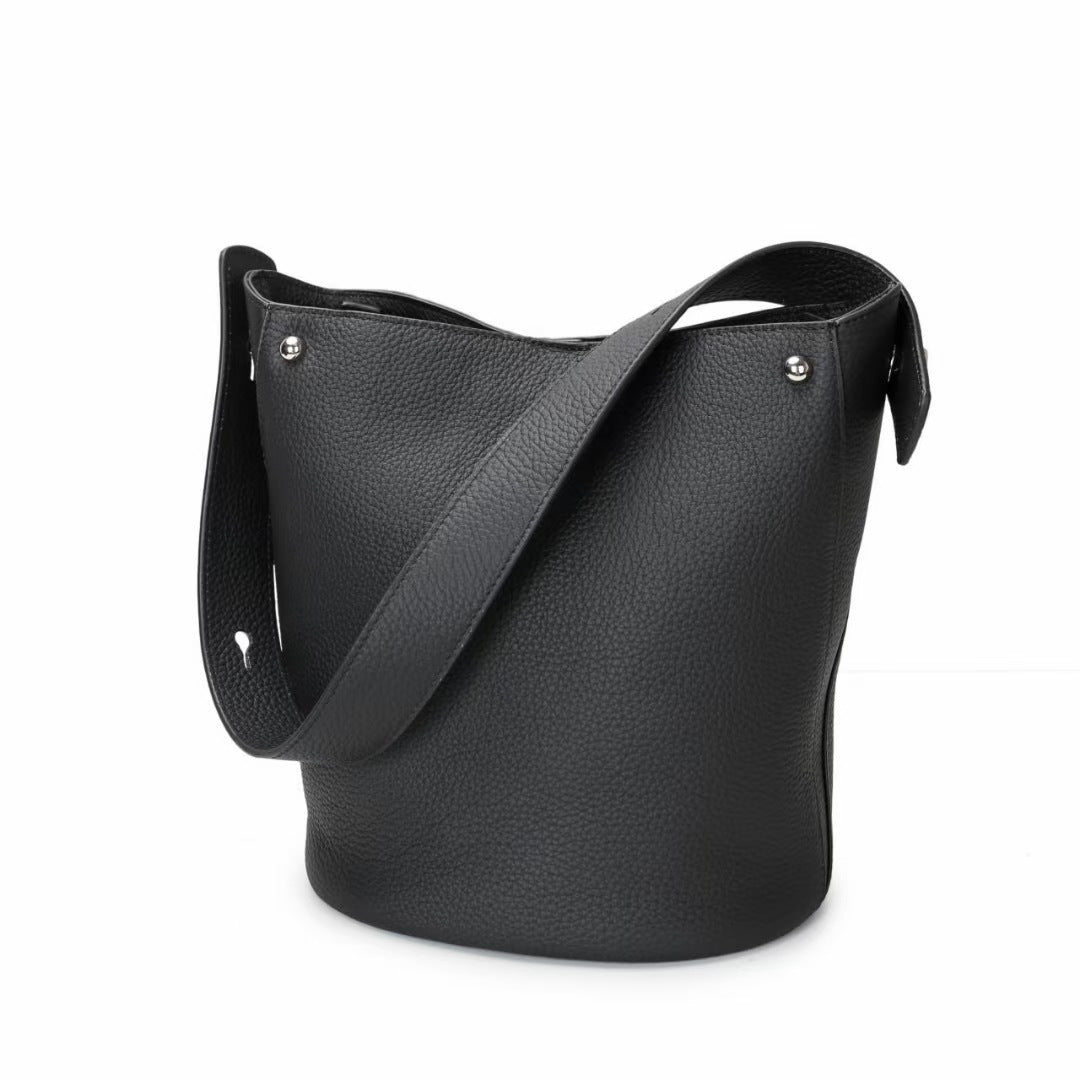 Guangzhou Genuine Leather Women's Bag Large Capacity Tote Bag Top Layer Cowhide Bucket Bag Handheld Shoulder Crossbody Bag Trendy - 图片 22