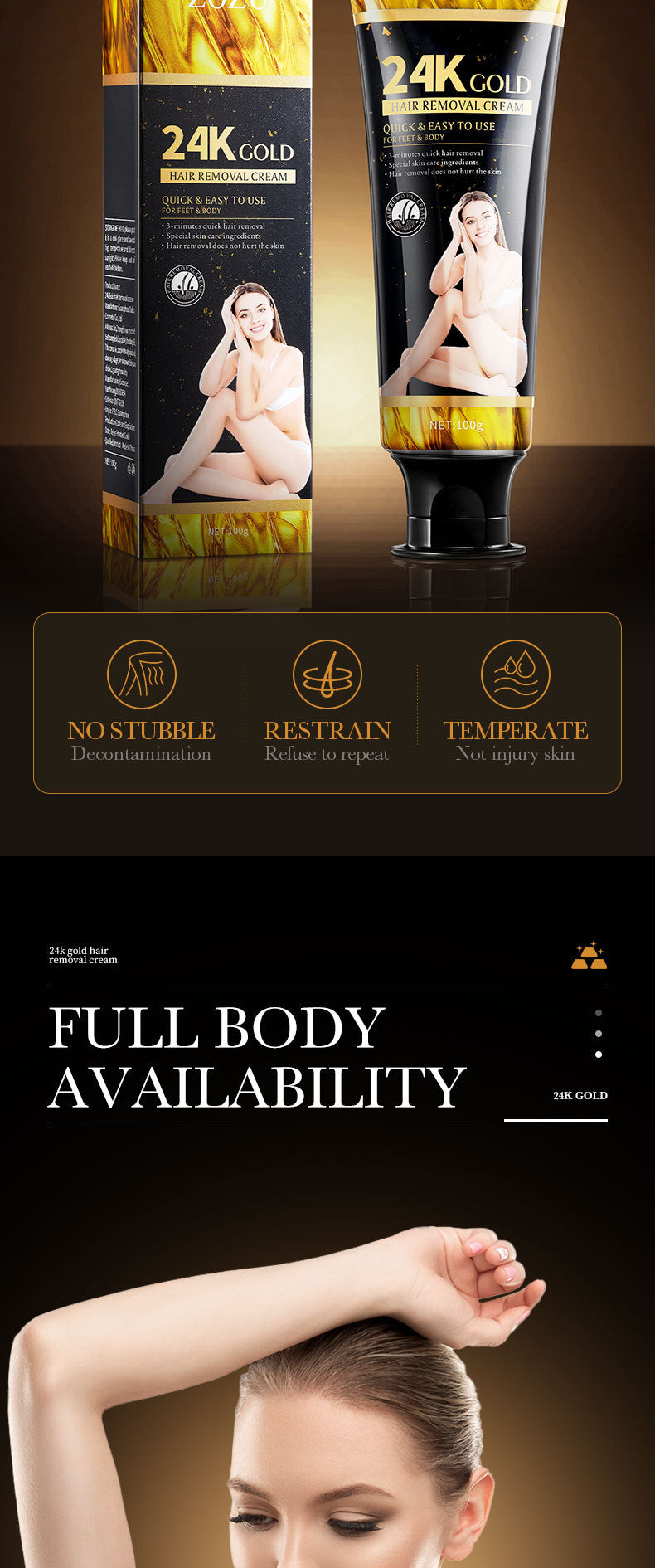 24K Gold Hair Removal Cream ZOZU Non-irritating Hair Removal Cream Wholesale for Cross-Border Trade - 图片 8