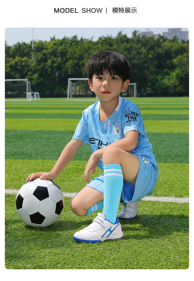 New football shoes for men and women with Velcro for children TF Broken Nail Style Youth Student Grassland Flat Training Shoes - 图片 23