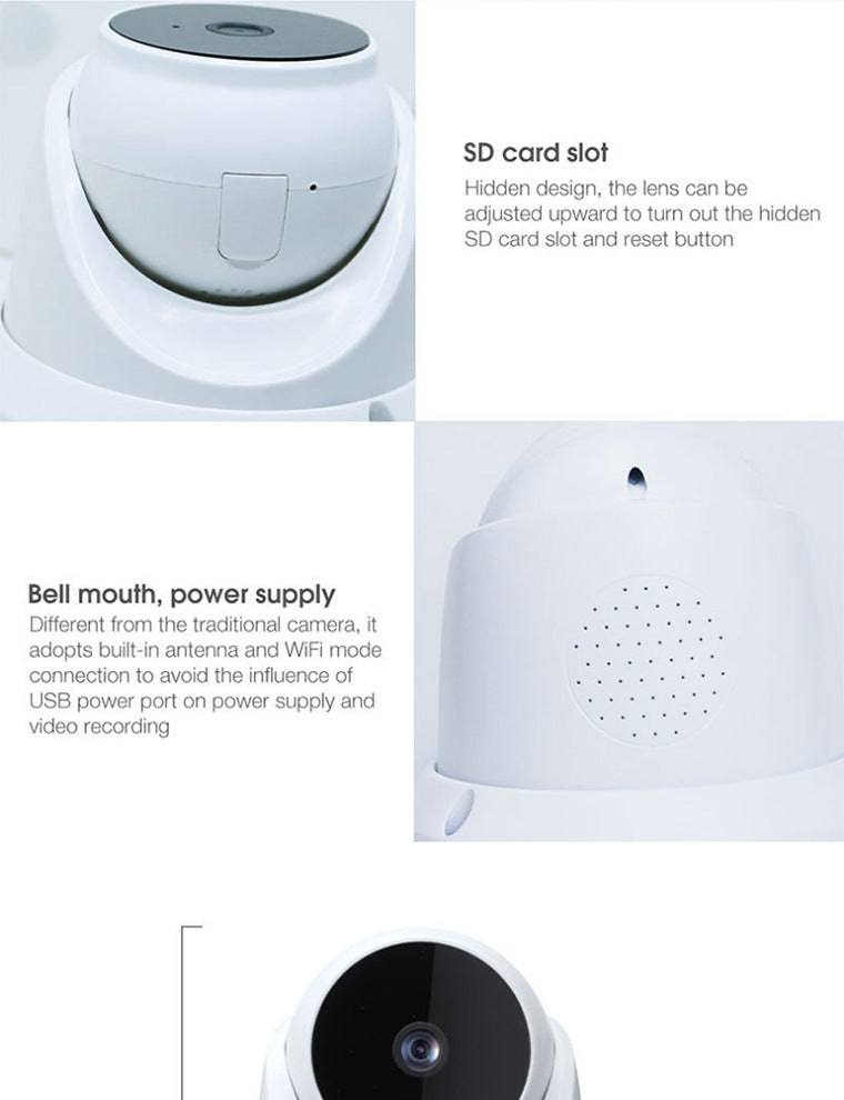 360Panoramic View WiFi Dome Camera V380Conch Wireless Camera Monitor HD Wide Angle - 图片 12