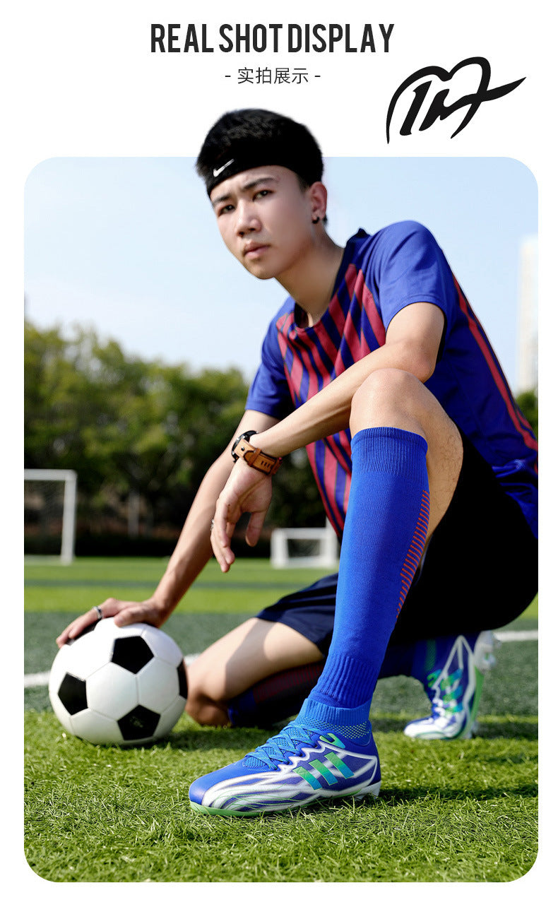 New high-top soccer shoes for men and women AG Spike TF Broken Nail Youth Student Grassland Competition Training Shoes - 图片 21