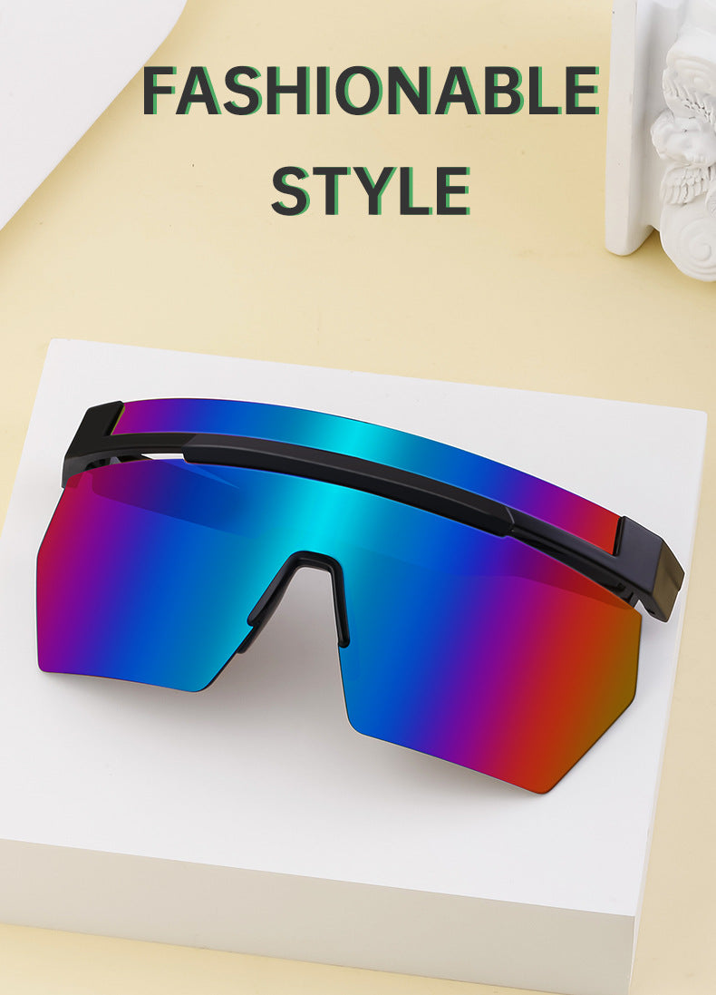 European and American Style Colorful Outdoor Sports Cycling Sunglasses for Women Trendy Fashion One-piece Windproof Sunglasses for Men Wholesale - 图片 9
