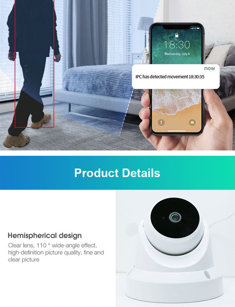 360Panoramic View WiFi Dome Camera V380Conch Wireless Camera Monitor HD Wide Angle - 图片 11