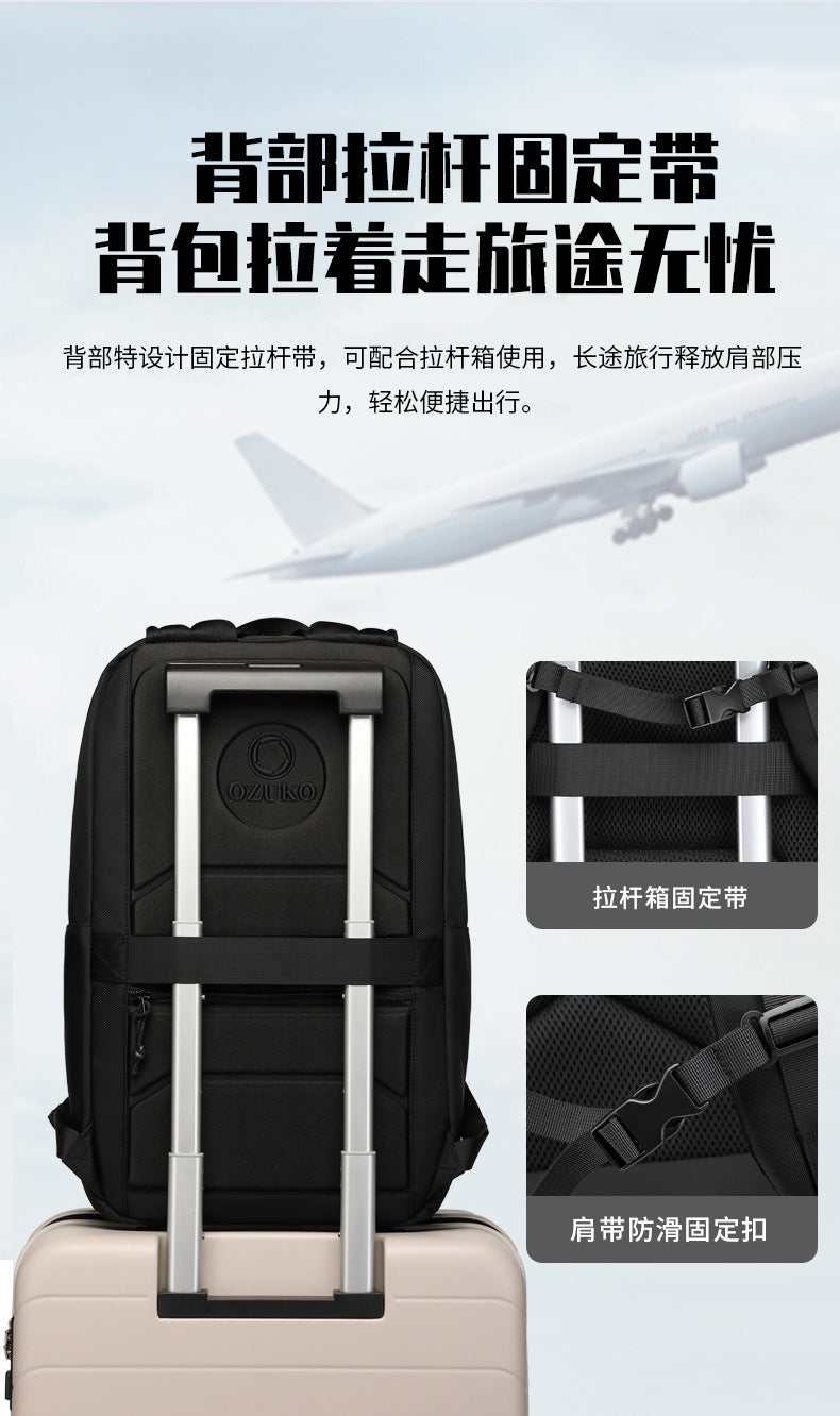 ozuko Business Backpack Men's Large Capacity Computer Backpack Outdoor Waterproof Travel Backpack Backpack - 图片 18