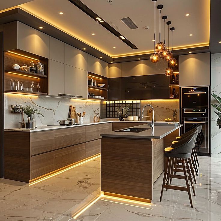 2025 Modern Kitchen Cabinets Furniture Villa Luxury Cabinet Kitchen - 图片 3