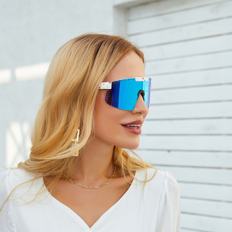 European and American Colorful Sunglasses Outdoor Cycling Windproof Sunglasses Men and Women One-piece Lens Sports Anti-ultraviolet Glasses - 图片 10