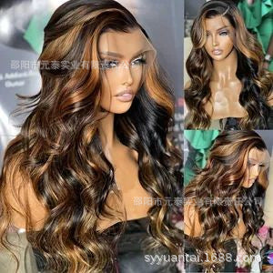 Highlight Lace Front Wig Ombre Light Brown Synthetic Wigs - 图片 7