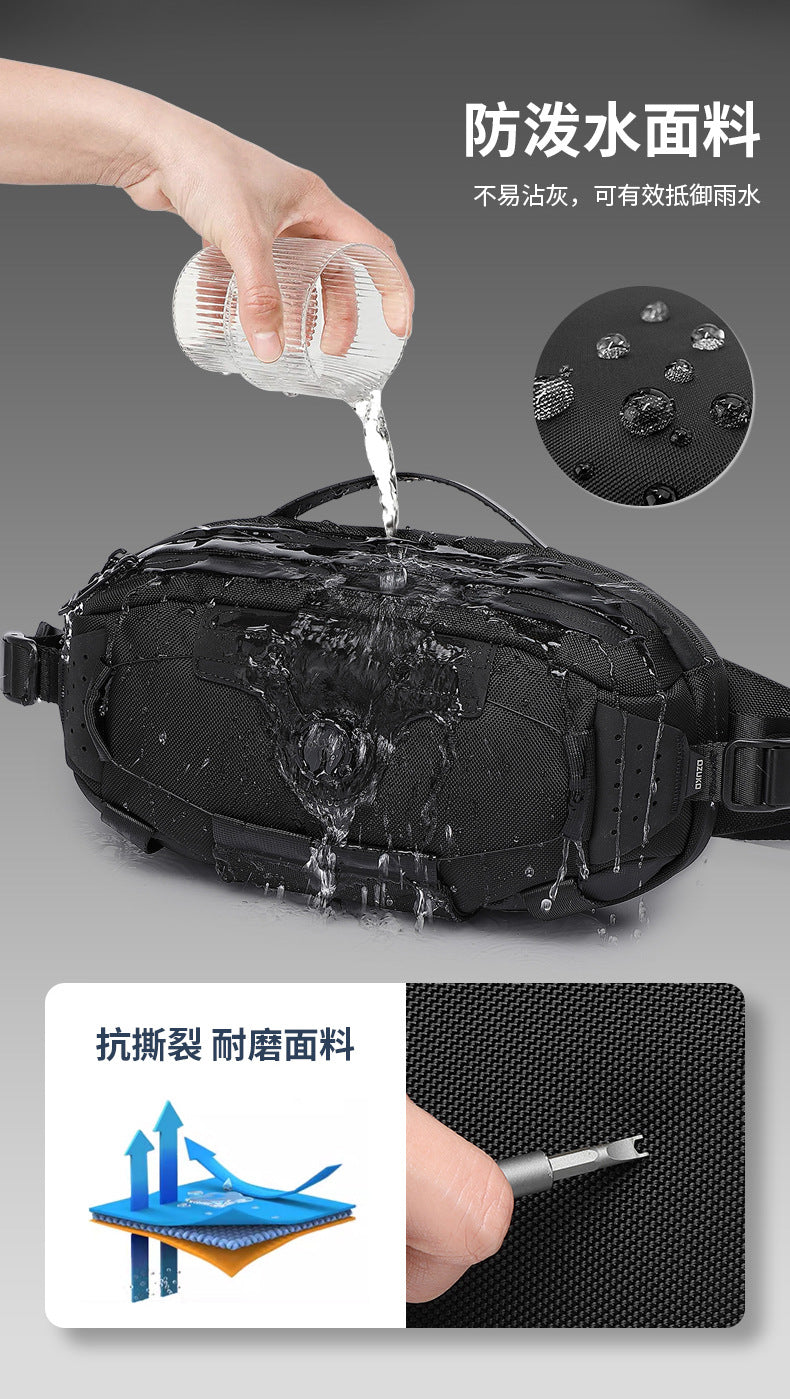 OZUKO Men's Chest Bag Crossbody Waist Bag Multifunctional Tactical Waterproof Portable Outdoor Cycling Trendy Brand High-end Bag - 图片 15