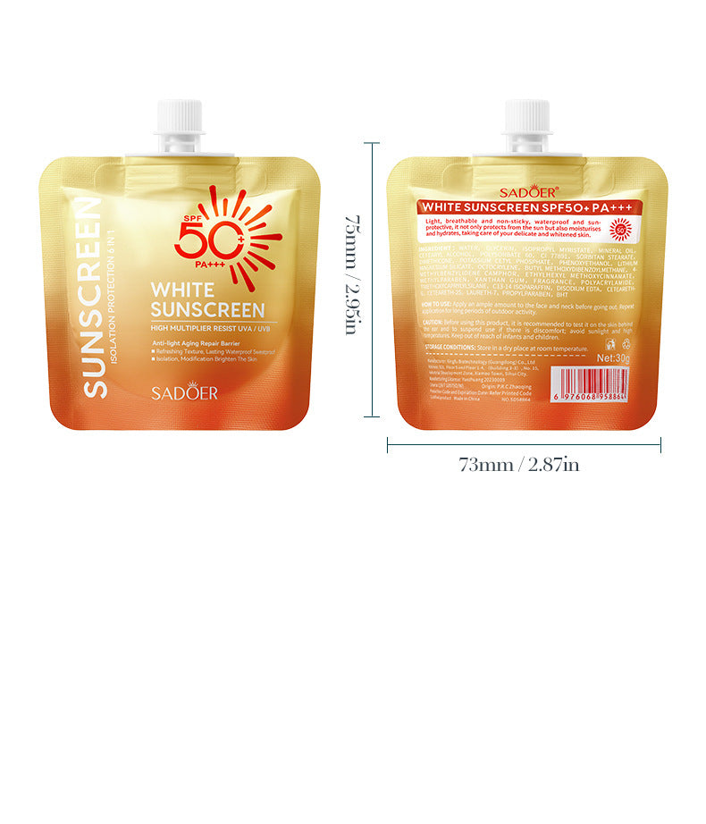 SPF50+Sunscreen30g SADOER Anti-UV Non-Greasy Sunscreen Lotion Cross-Border Wholesale - 图片 14