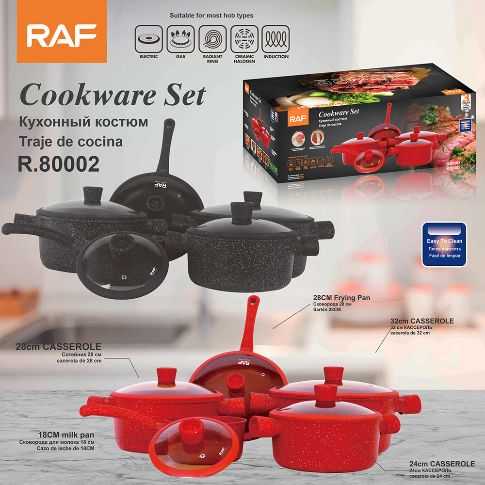 RAF Hot Sale Non-Stick Pan Ceramic Inside and Out Flat Bottom Cooking Pan Universal Stove Cookware Set Ten-Piece Set