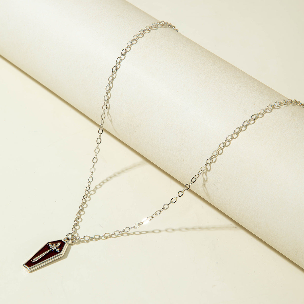 European and American Retro Hollow Diamond Cross Pendant Necklace Gothic Style Black Layered Wear Y Type Necklace - 图片 13