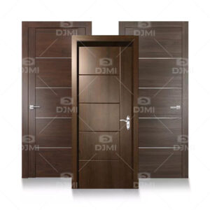 American Latest Design Modern Apartment Solid Wooden Door Veneer Panel Black Walnut Interior Room Door