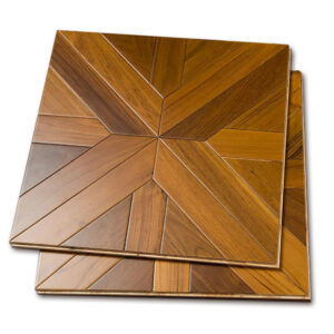 Custom 12mm Square Teak Parquet Flooring | Laminated Flooring Tiles PU Waterproof Anti-slip for Outdoor Use Luxury Home