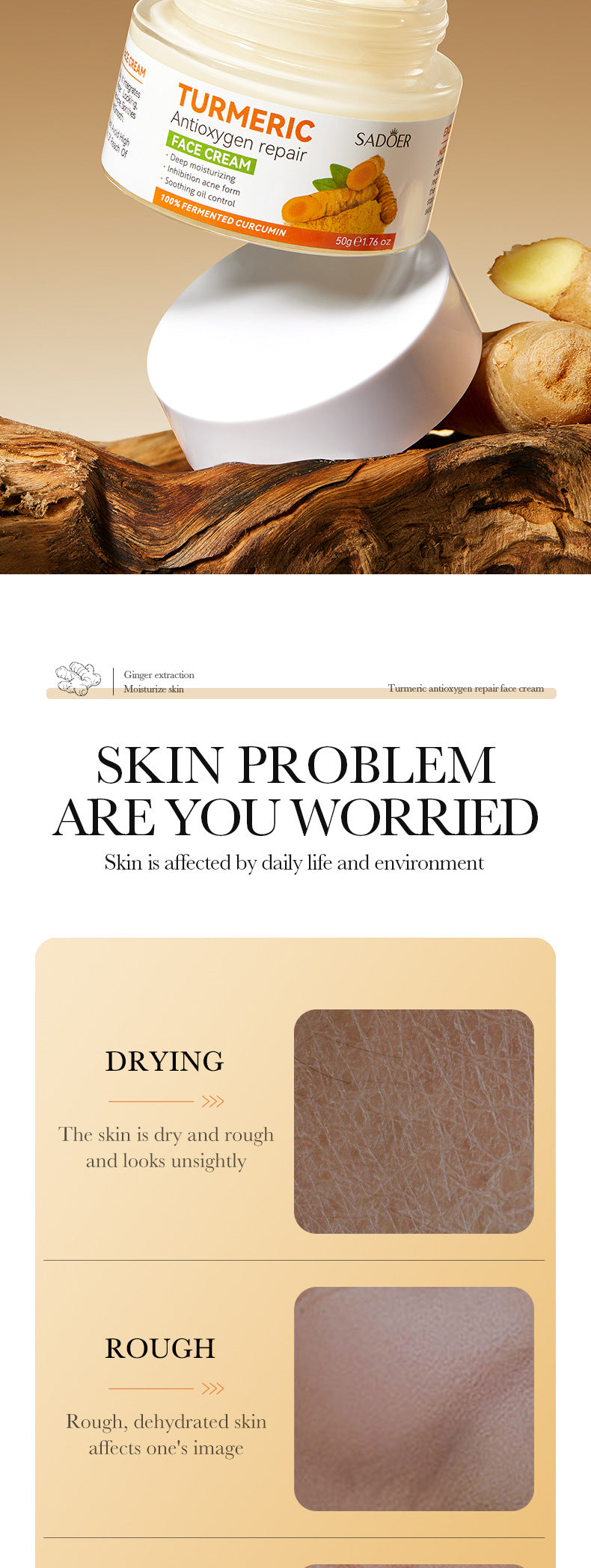 Turmeric Skincare Set SADOER Cleansing, moisturizing, hydrating five-piece set for foreign trade wholesale - 图片 47