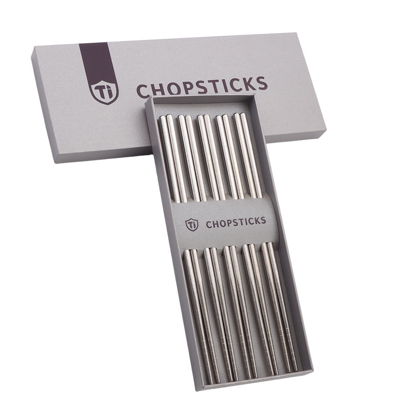 Pure Titanium Crystal Chopsticks for Home and Outdoor Use, Light Luxury Colorful Ice Flower Chopsticks23cm Half Square Chopsticks Restaurant Antibacterial Titanium Chopsticks - 图片 5