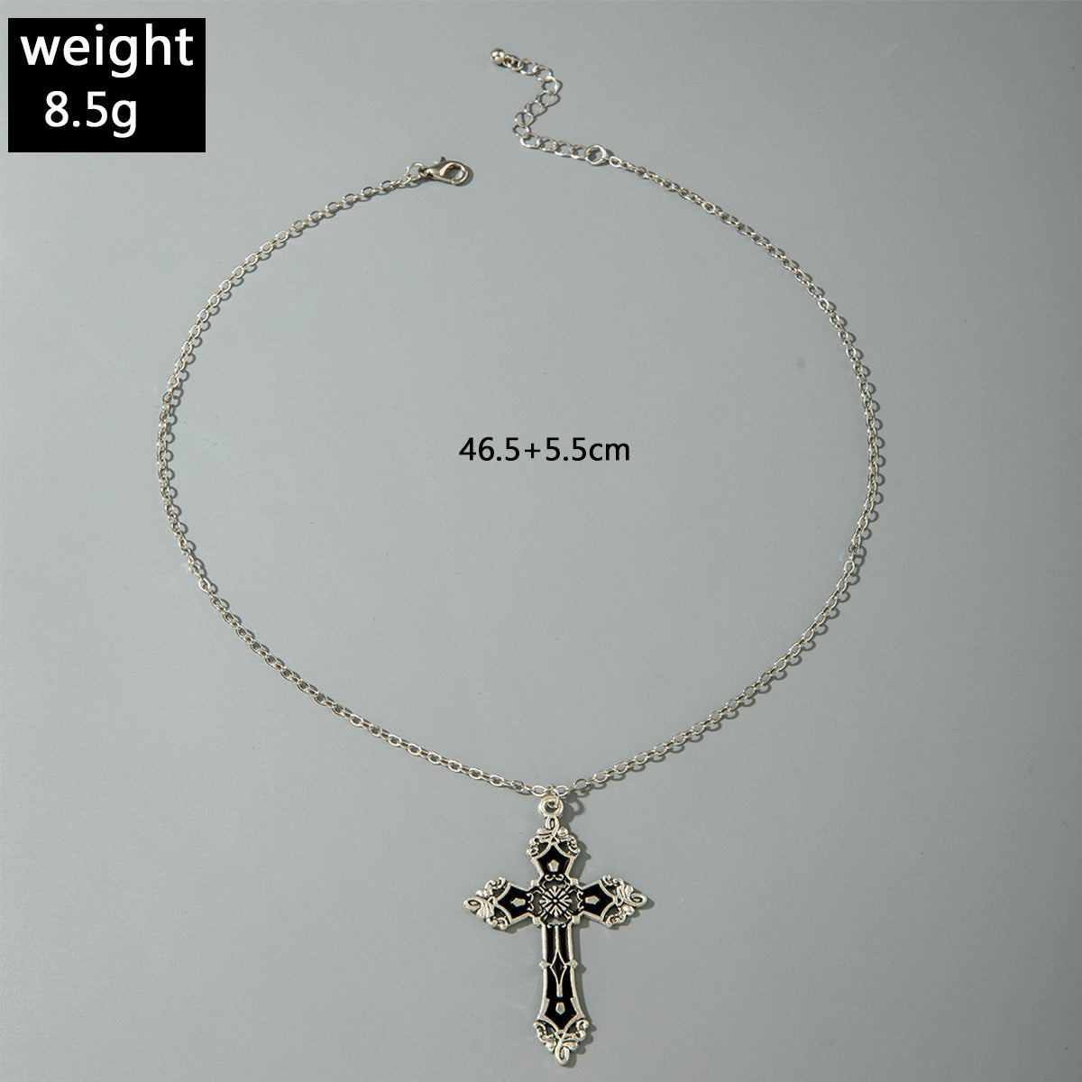 European and American Retro Hollow Diamond Cross Pendant Necklace Gothic Style Black Layered Wear Y Type Necklace - 图片 38