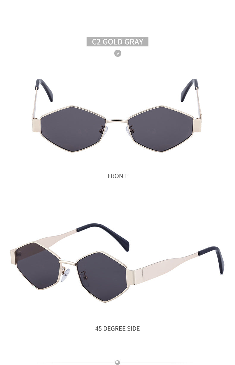 European and American Fashion Irregular Metal Sunglasses for Women Trendy Personality Wide Temple Sunglasses Wholesale sunglass - 图片 34