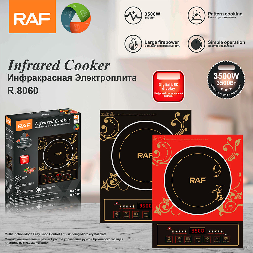 RAF European Standard High-Power Stir-Fry Hot Pot Electric Ceramic Stove Household Multi-Function Light Wave Induction Cooker Countertop Electric Stove8060