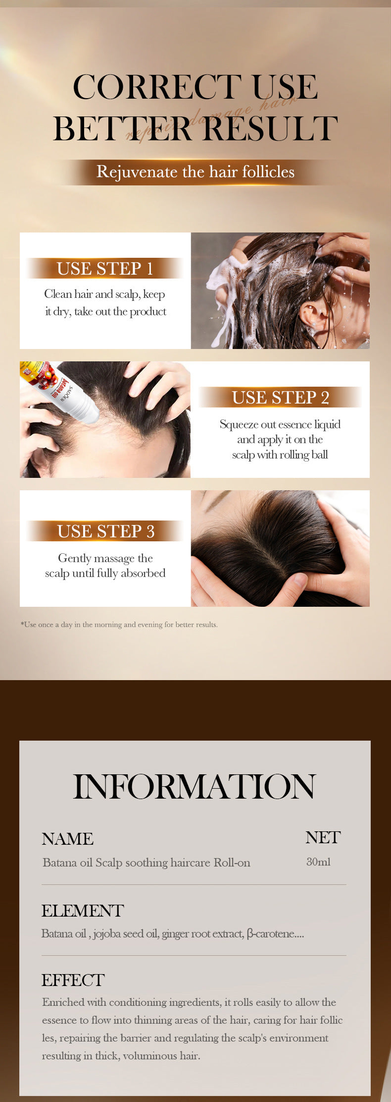 Batahana Scalp Soothing Conditioner SADOER Moisturizing and Nutritious Hair Care Roll-on Cross-Border Wholesale - 图片 15