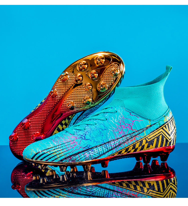 Large Size Men's Soccer Shoes AG Long Spike Gold-Plated Hot Stamping Football Shoes for Youth Professional Competition Training Shoes Wholesale - 图片 34