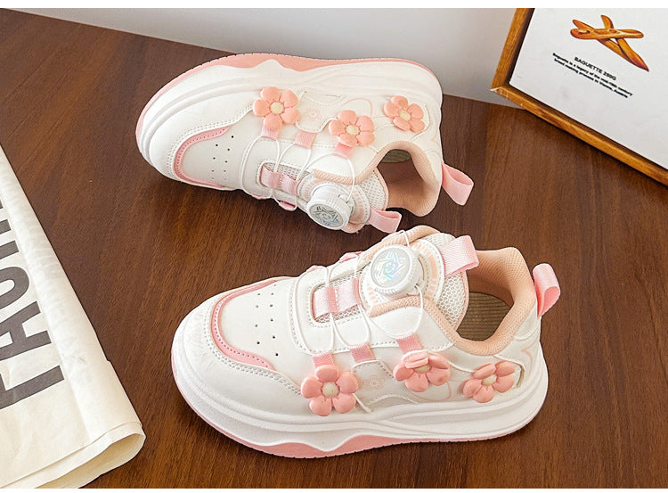 Children's Sports Shoes Spring and Autumn2025New Student Knob Girls' White Sneakers Versatile Casual Girls' Running Shoes - 图片 24