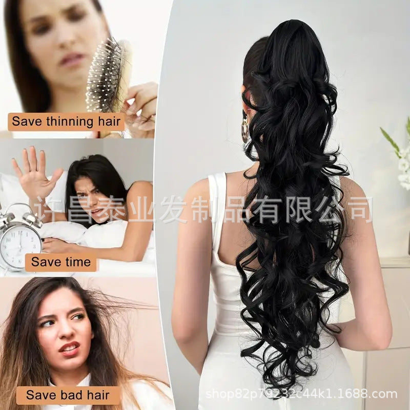 Amazon Cross-Border Trade Wig Ponytail for Women70cm Long Curly Hair Multi-layer Big Wave Claw Clip Ponytail Synthetic Braids - 图片 10