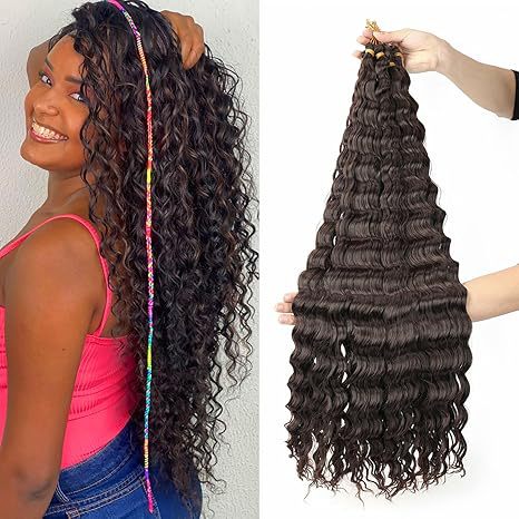 European and American Style Synthetic Hair Domestic Wig Crochet Hair Extensions Curly Hair Piece Deep Wave Bulk hair 30in120g - 图片 7