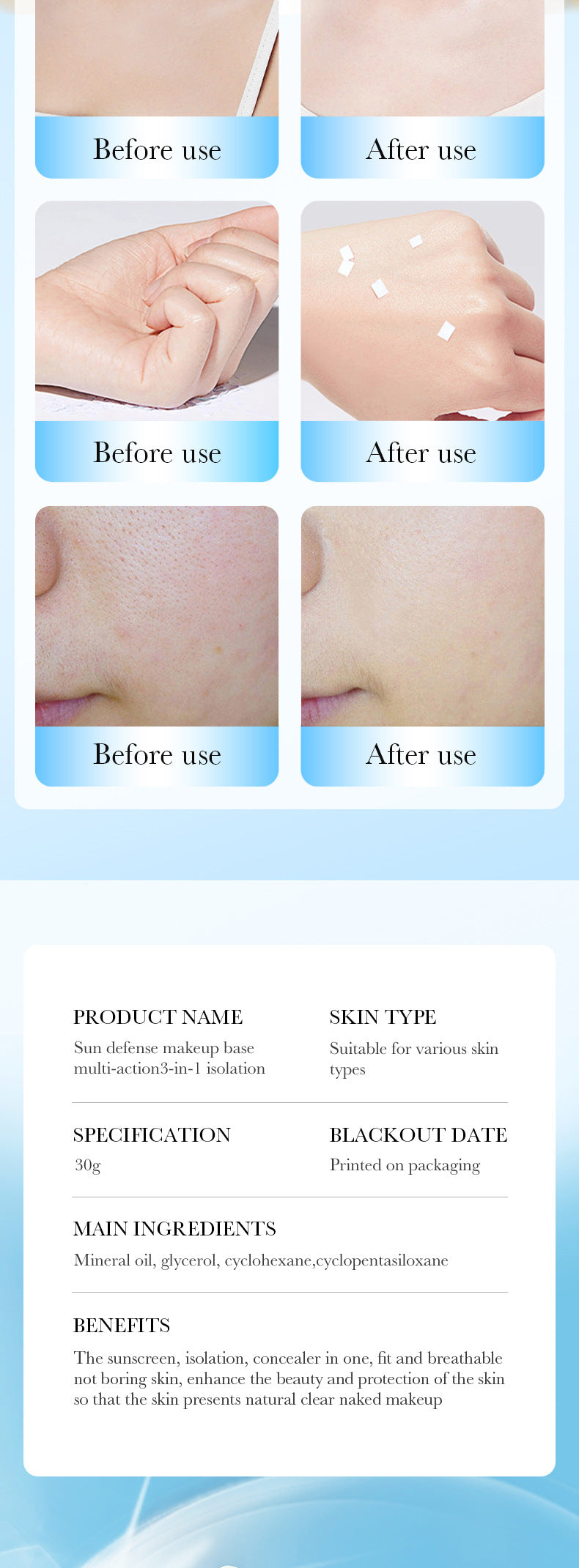 Cross-border Sunscreen30g SPF30+Sunscreen Isolation Cream UV Protection Concealer Sunscreen Cream Wholesale from Foreign Trade Manufacturer - 图片 13