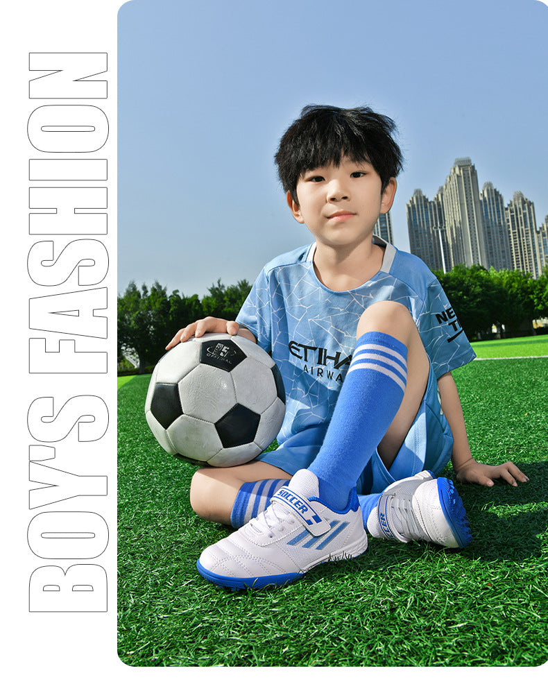 New football shoes for men and women with Velcro for children TF Broken Nail Style Youth Student Grassland Flat Training Shoes - 图片 19