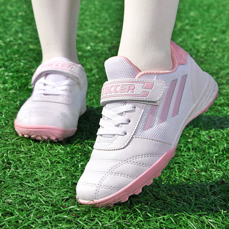 New football shoes for men and women with Velcro for children TF Broken Nail Style Youth Student Grassland Flat Training Shoes - 图片 3