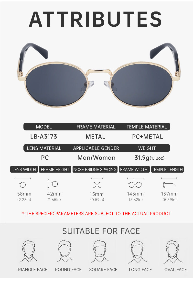 Oval Small Frame Sunglasses for Women, High-End Brand, European and American Style, Trendy UV Protection Sunglasses - 图片 23