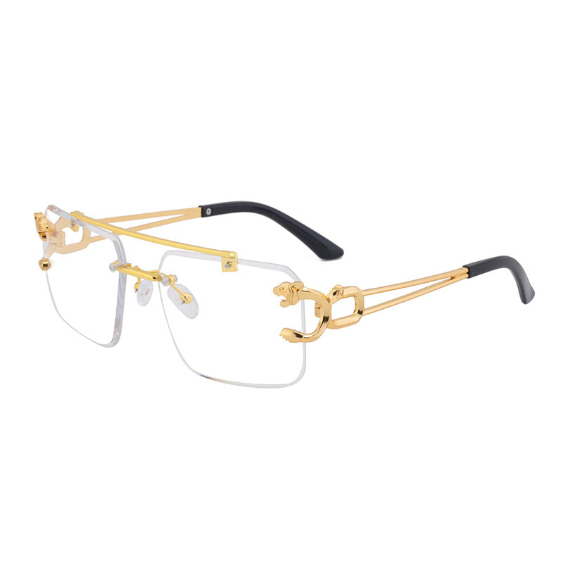 European and American Retro Double Bridge Sunglasses for Men Fashion Leopard Rimless Cut Edge Sunglasses for Women Wholesale shades - 图片 8