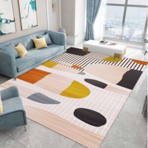 Carpet for Living Room, Stain-Resistant, Easy to Clean, Crystal Velvet Sofa Coffee Table Rug, Cooling, Silent, Light Luxury, Non-Slip Bedroom Bedside Rug