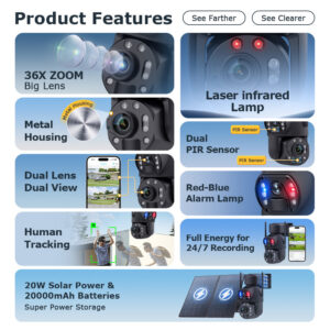 600Wan HD Solar Outdoor Low Power Binoculars3610x Zoom Camera4G Wireless Surveillance Bullet Camera