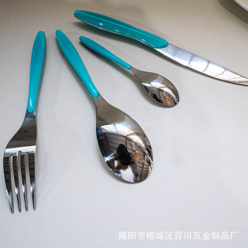 304Stainless Steel Spoon Colorful Western Food Spoon Baby Feeding Spoon Thickened Adult Table Spoon Restaurant Hotel Dessert Spoon - 图片 14