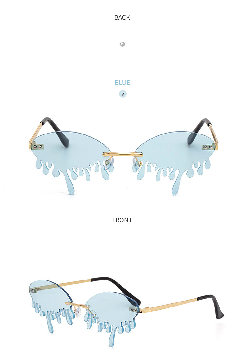 Christmas Costume Personality Tear Sunglasses for Women Metal Frameless Sunglasses Trendy European and American Party Funny Glasses - 图片 27