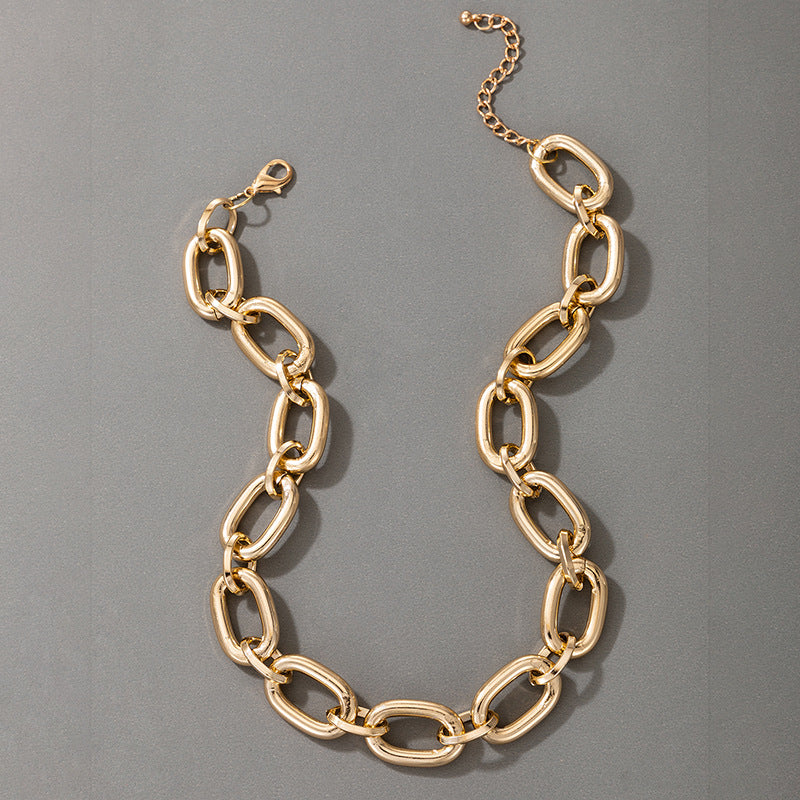 European and American Ornament Fashion Hip-Hop Short Thick Chain Geometric Necklace Metal Exaggerated Necklace - 图片 27