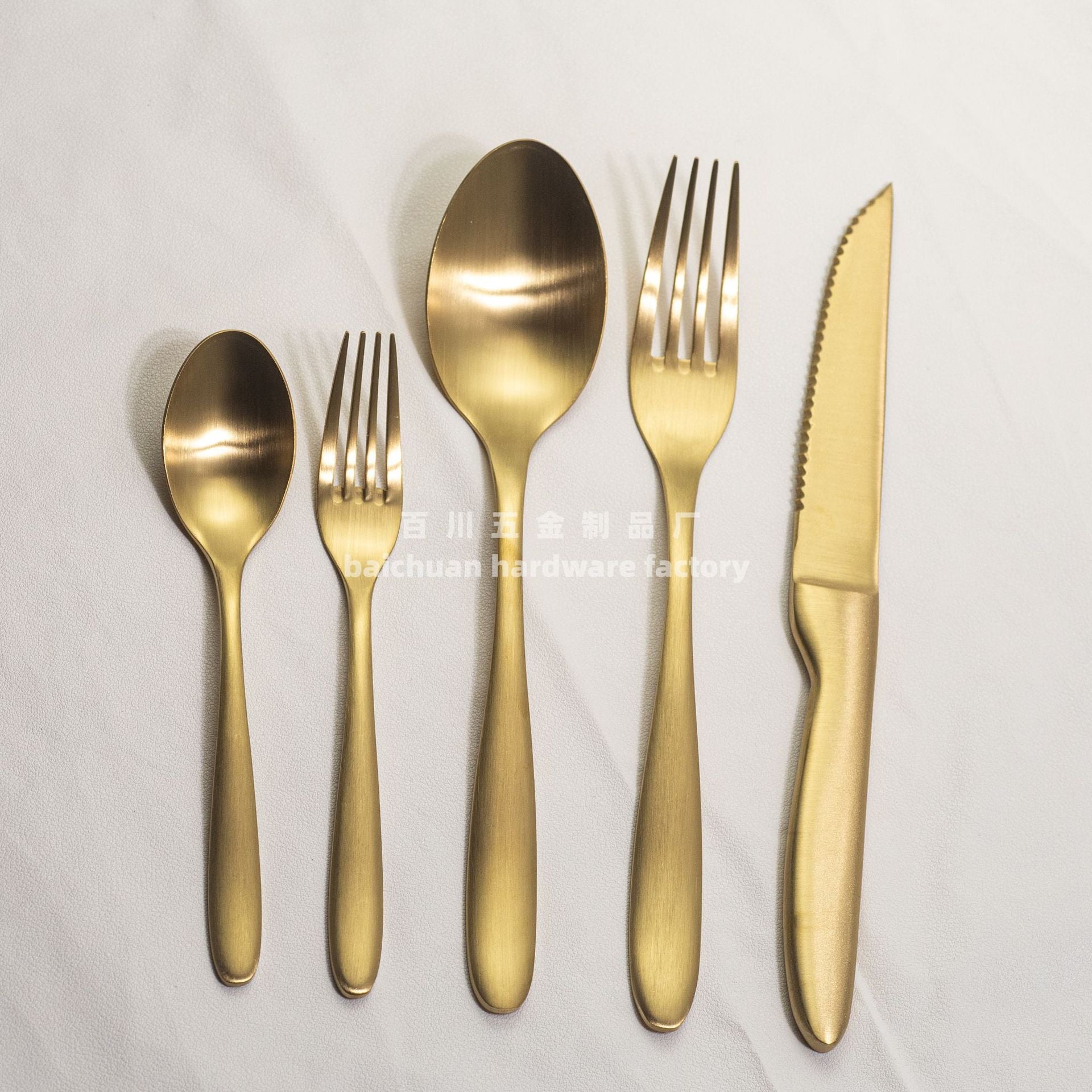 304Stainless Steel Knife Fork Spoon Set Western Tableware Hotel Heavy Sanding Wholesale Steak Knife Tea Spoon Classic Style - 图片 4