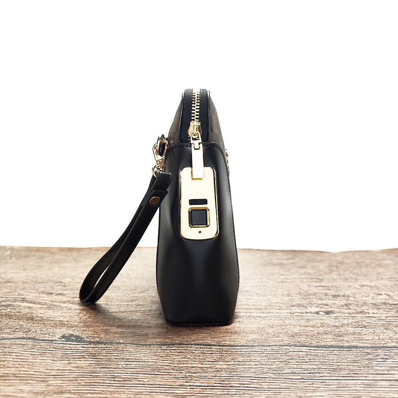 Fingerprint Lock Clutch Bag Large Capacity Business Men's Genuine Leather Handheld Luxury Woven Clutch Portable Fingerprint Unlock - 图片 18