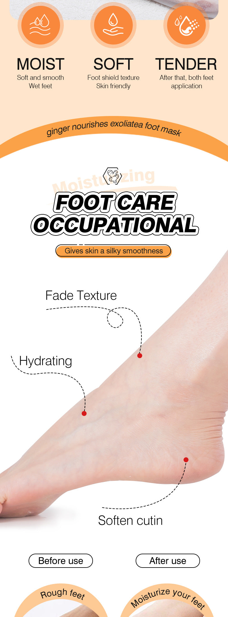 Ginger Foot Mask35g ZOZU Moisturizing, rejuvenating, and nourishing foot mask for cross-border foreign trade wholesale - 图片 11