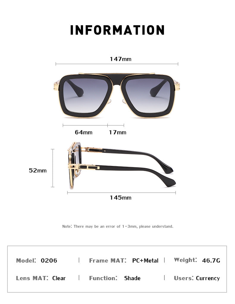 European and American Retro Square Frame Sunglasses for Men, Trendy European and American Punk Style, Internet Celebrity Same Style Sunglasses for Women ins Wind shades - 图片 42