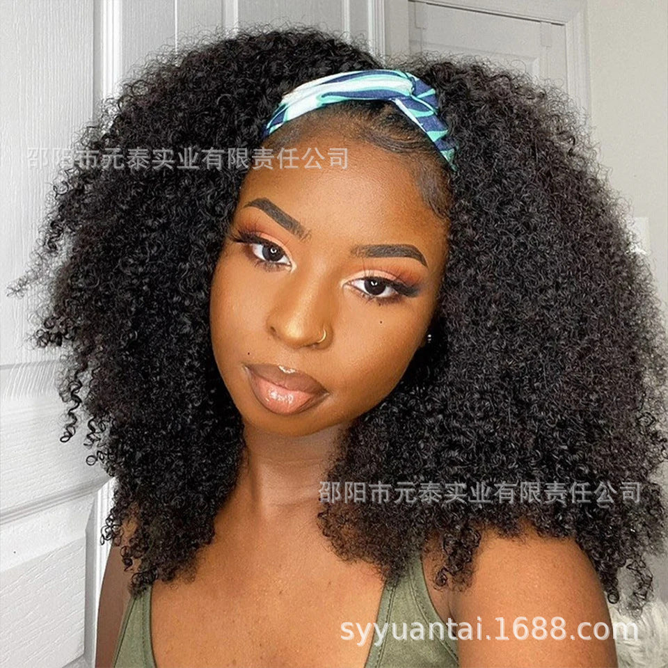 Hair Band Brazilian Human Hair 180% Density Kinky Curly Headband W - 图片 9