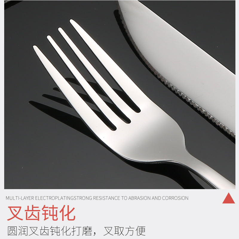 410Stainless Steel Cutlery Restaurant Creative Hepburn Style Ceramic Handle Knife Fork Spoon Tea Spoon Set Western Steak Knife Fork - 图片 4