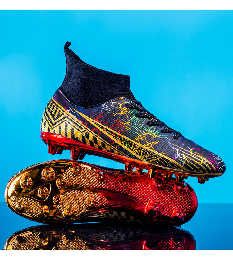 Large Size Men's Soccer Shoes AG Long Spike Gold-Plated Hot Stamping Football Shoes for Youth Professional Competition Training Shoes Wholesale - 图片 26