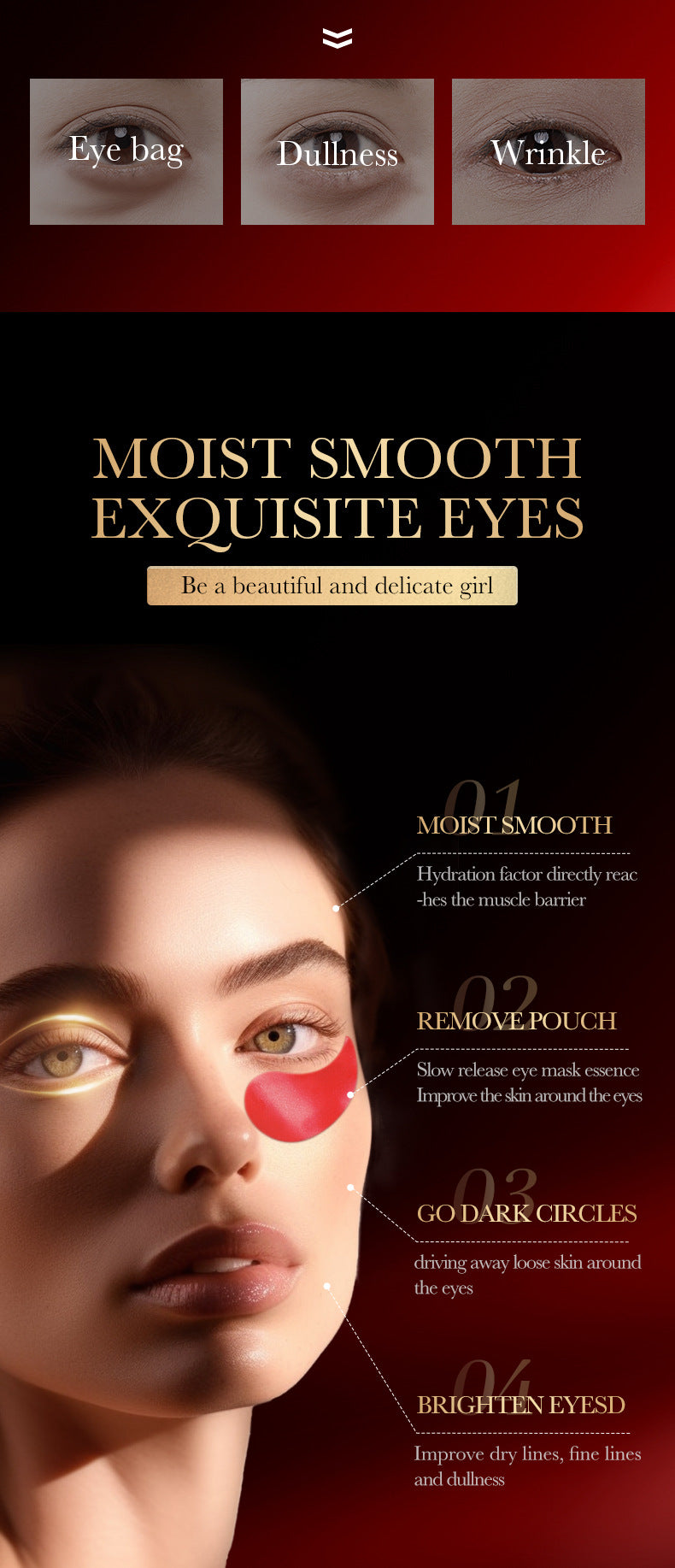 Red Pomegranate Eye Mask SADOER Moisturize the eye area, improve dark circles and wrinkles, foreign trade wholesale - 图片 9